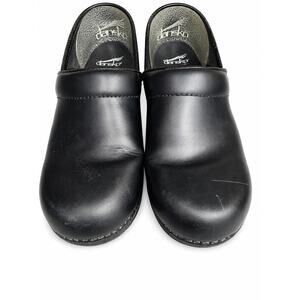 Dansko Black Professional Clogs Womens EU 38 US 7.5 8 Leather Comfort Slip On